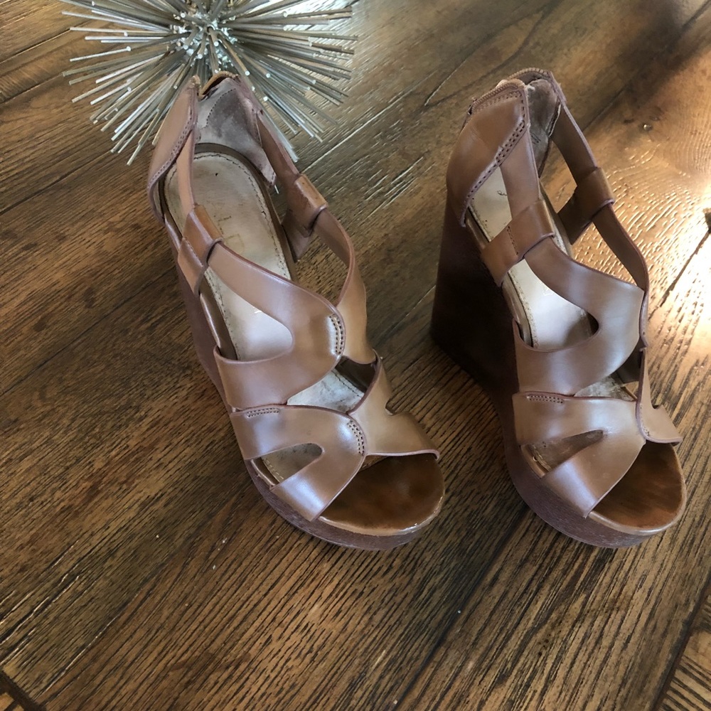 Aldo leather platform wedges